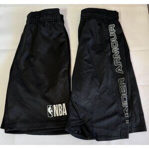 2 Pair Under Armour Boys Athletic Shorts Sz L Black Pull On Activewear Gym Class